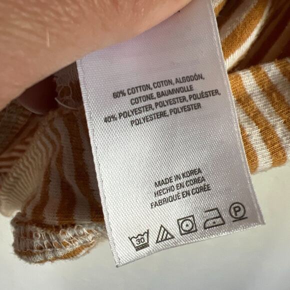 Anthropologie Maeve Tie Cowl Neck Striped Sweater Small Yellow White Sweatshirt - Picture 9 of 10